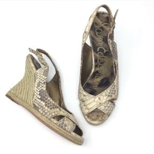 Sam Edelman wedge espadrille sandals snakeskin size 8.5